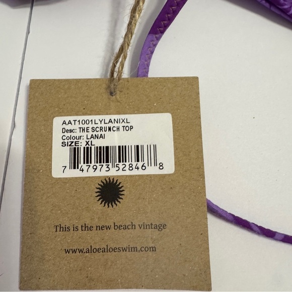 Aloe Aloe Scrunch Bikini Top XL Purple Floral Lanai | NWT - Picture 4 of 6